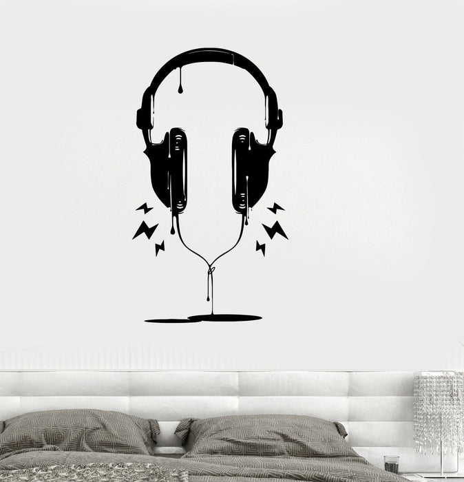 Vinyl Decal Headphones Music Pop Rock Night Club Teen Kids Room Stickers Unique Gift (ig2642)