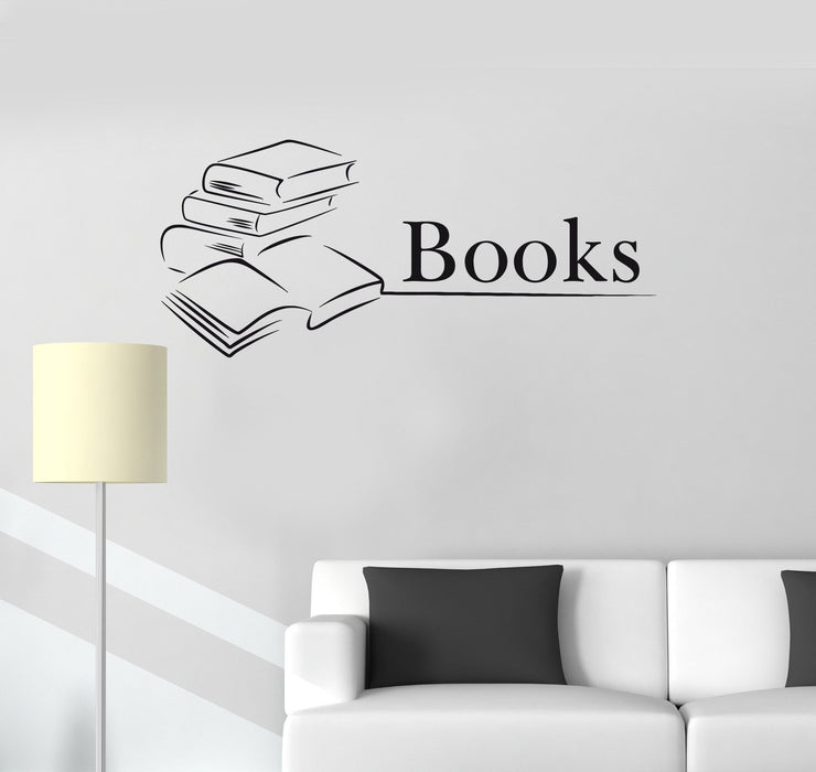 Vinyl Decal Books Library Bookstore Bookworm School Wall Stickers Unique Gift (ig2644)