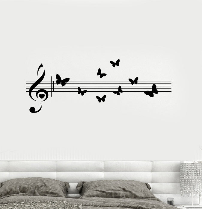 Vinyl Decal Music Musical Butterfly Room Decoration Wall Stickers Mural Unique Gift (ig2649)
