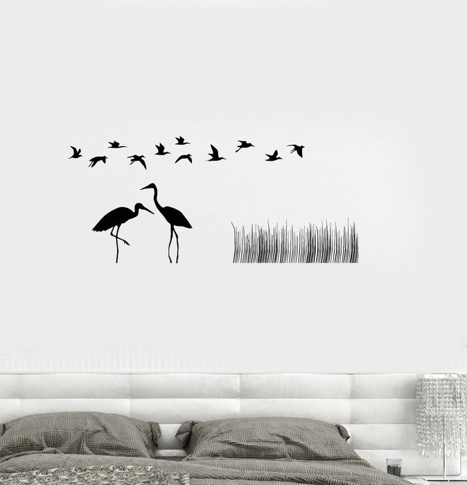 Vinyl Decal Flamingo Birds Nature Reed Room Decoration Wall Stickers Unique Gift (ig2660)