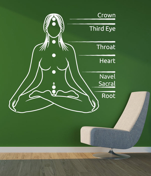 Vinyl Decal Yoga Chakra Meditation Buddhism Hinduism Wall Sticker Mural Unique Gift (ig2673)