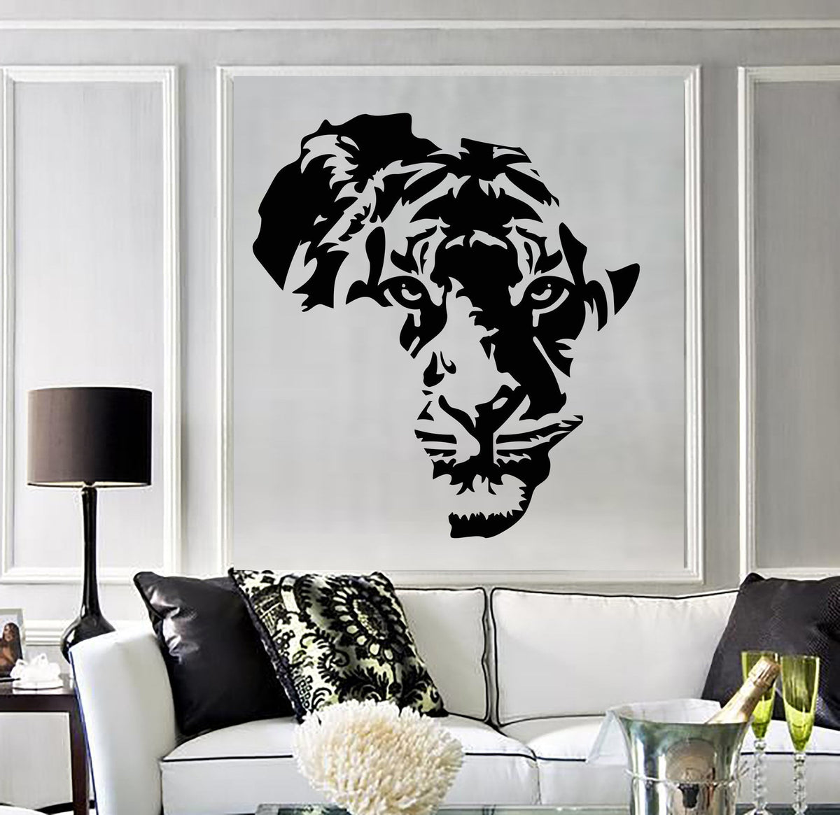 Vinyl Decal Tiger Animal Africa Map Kids Room Wall Stickers Decor Mura ...