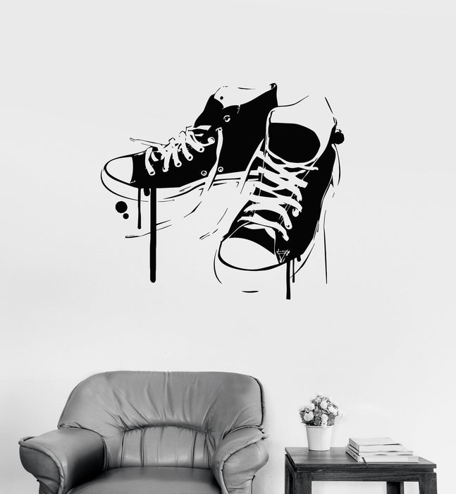 Vinyl Wall Decal Sneakers Shoes Youth Decor Teen Room Stickers Mural Unique Gift (ig3203)