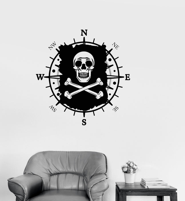 Vinyl Wall Decal Pirate Map Nautical Navigation Kids Room Stickers Unique Gift (ig3224)