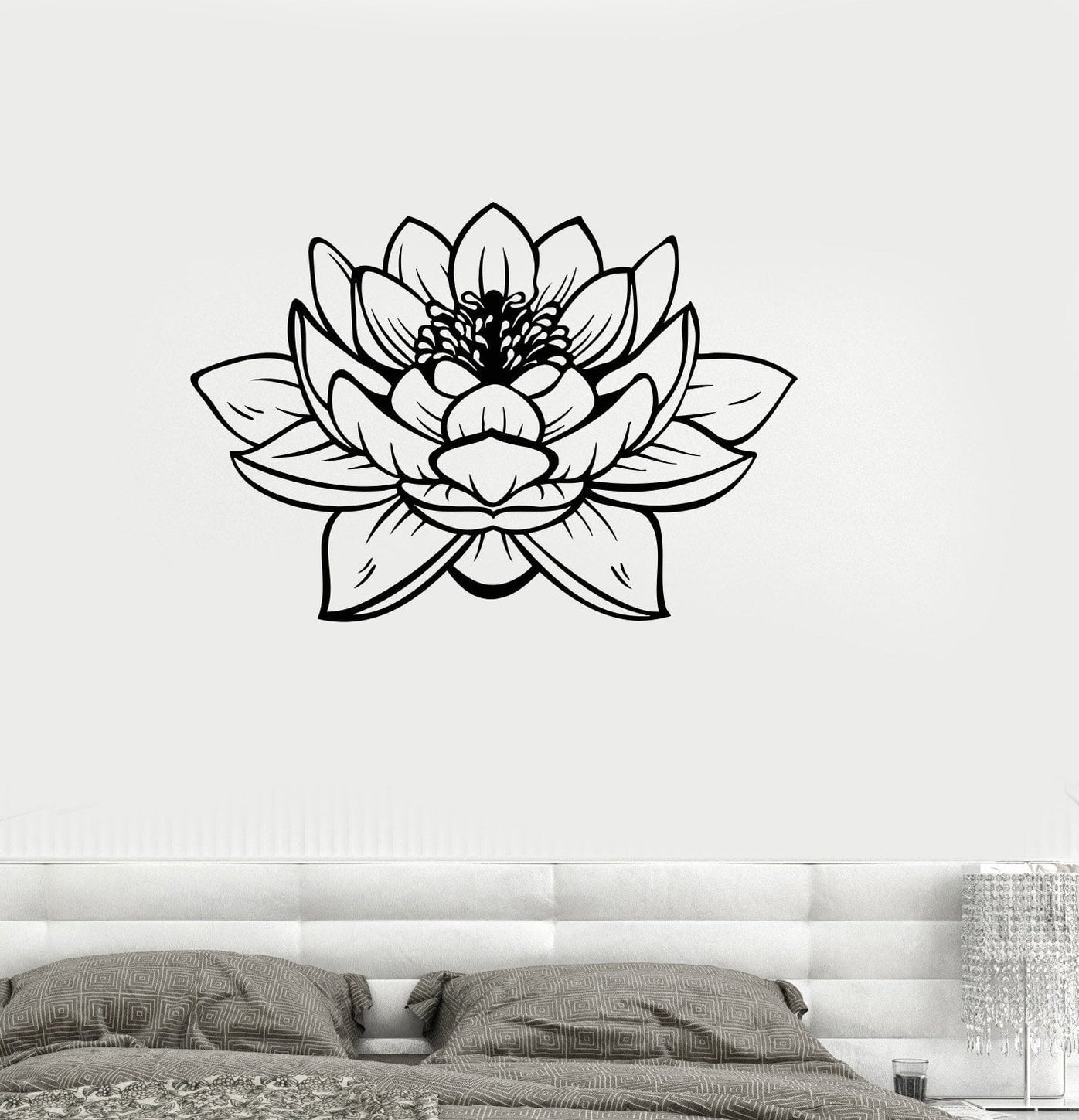 Vinyl Wall Decal Lotus Blossom Flower Yoga Studio Buddha Stickers Uniq ...