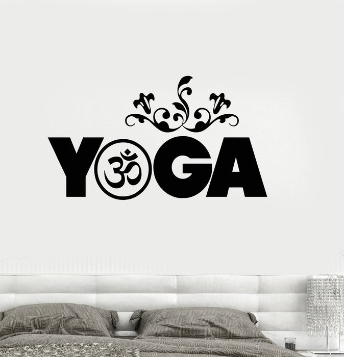 Vinyl Wall Decal Yoga Studio Meditation Buddhism Sanskrit Stickers Mural (ig3242)
