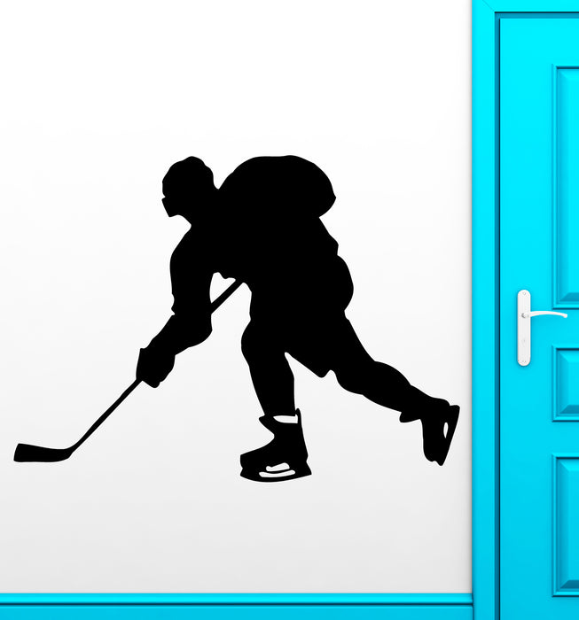 Vinyl Wall Decal Hockey Player Sport Child Room Man Cave Stickers Unique Gift (ig332)