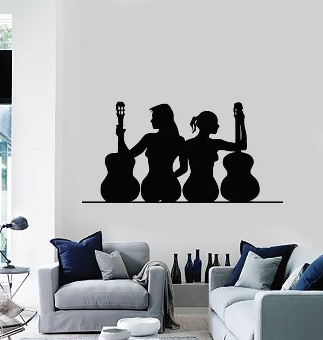 Wall Stickers Vinyl Decal Sexy Girl Music Guitar Silhouette Cool Decor Unique Gift (ig353)