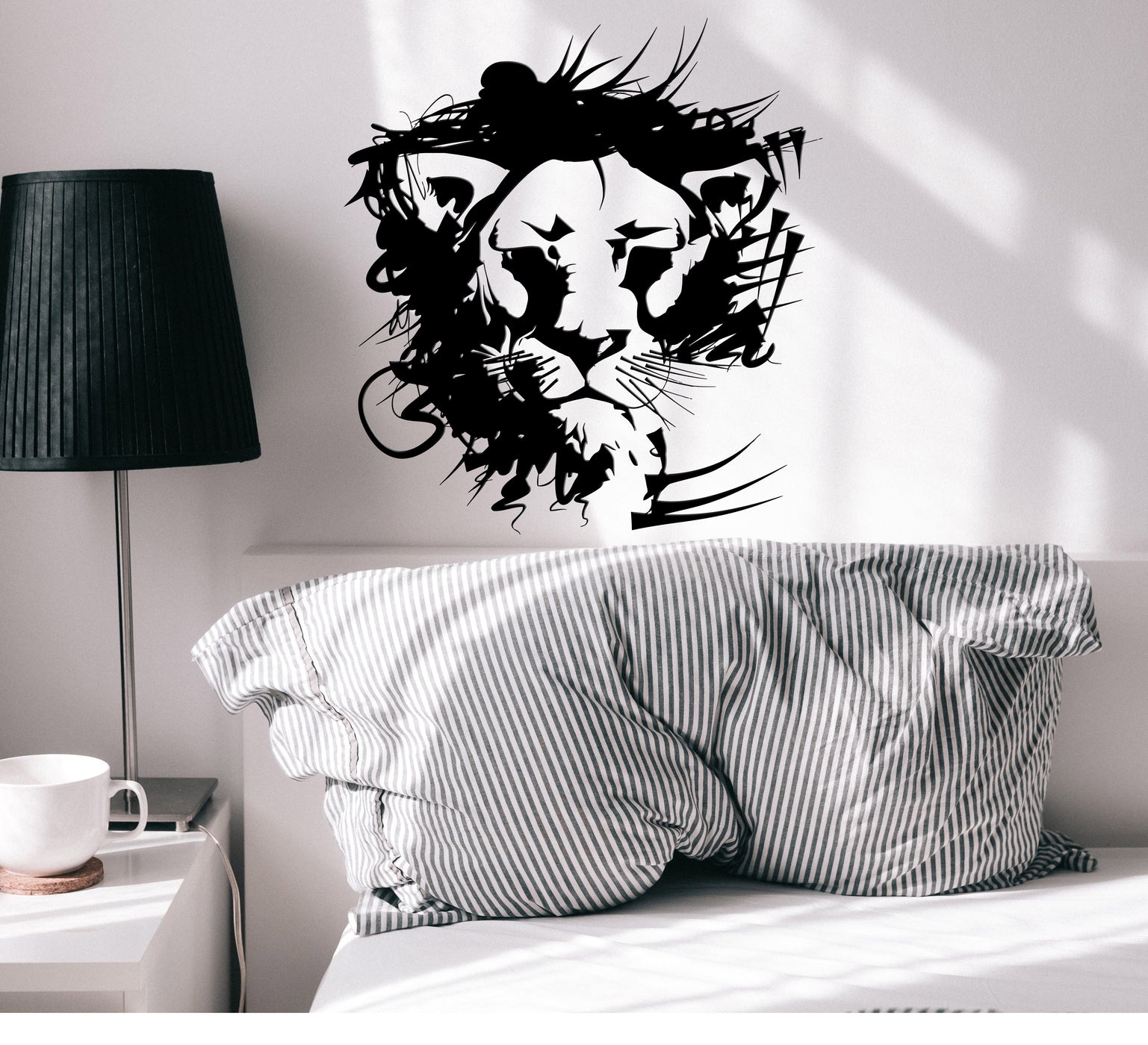Vinyl Wall Decal Lion Head Predator Animal Tribal Decor Stickers Mural ...