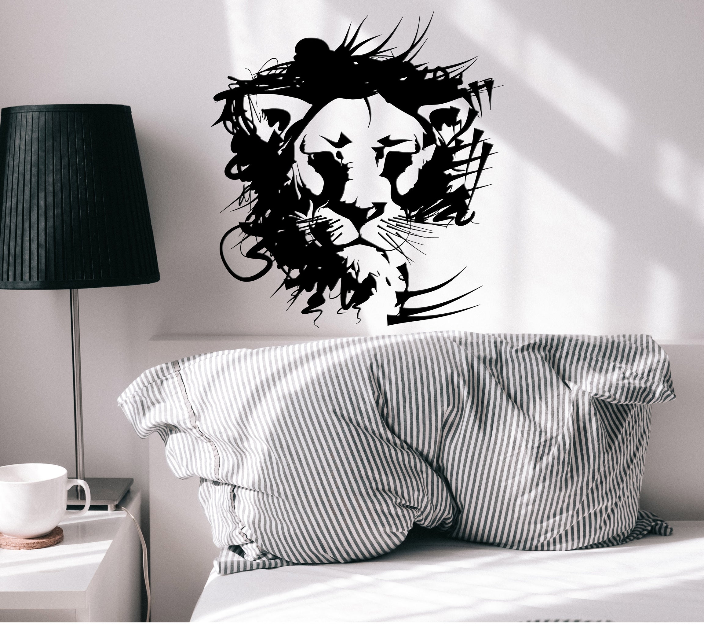 Vinyl Wall Decal Lion Head Predator Animal Tribal Decor Stickers Mural ...