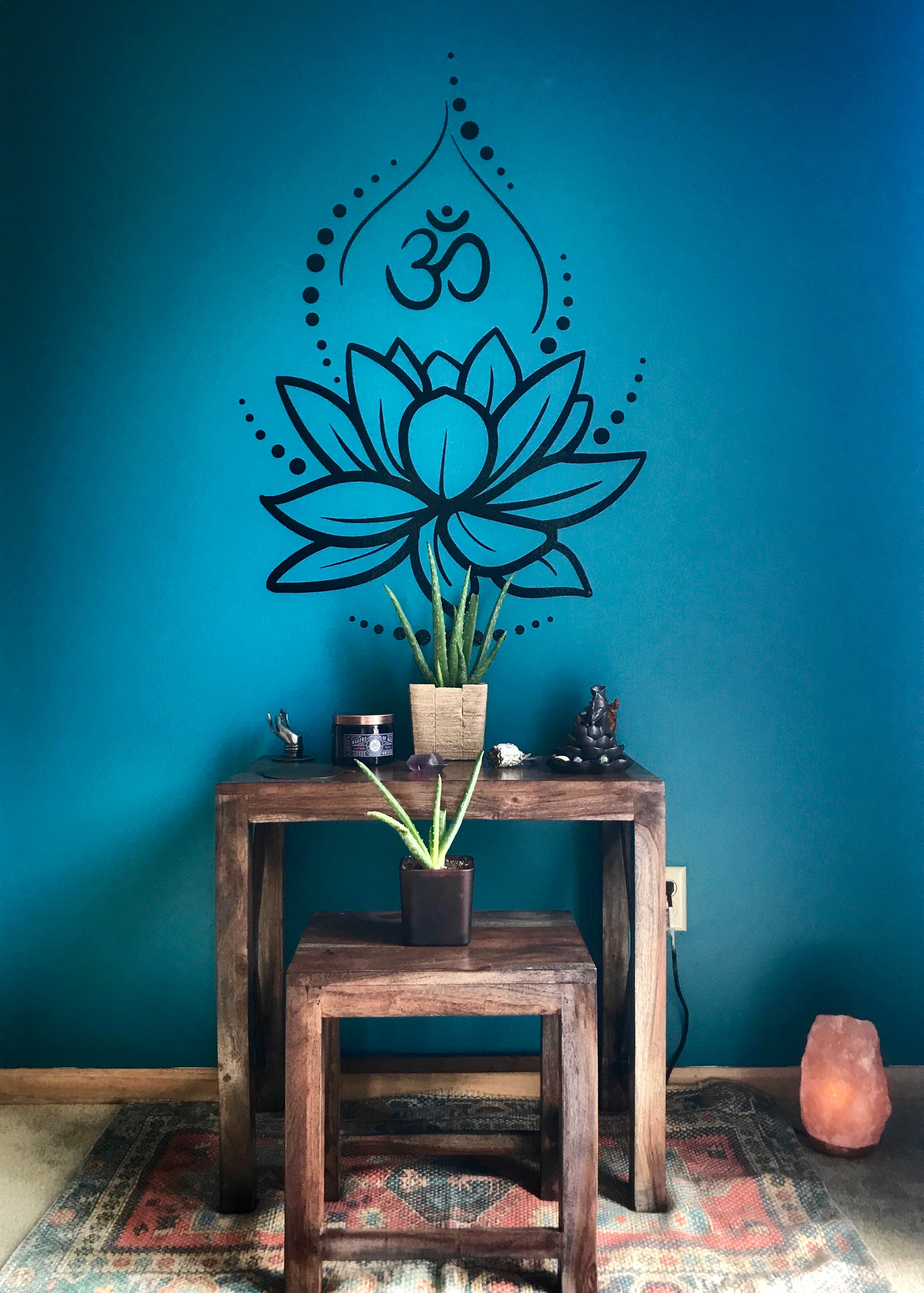 Lotus Flower Yoga Hinduism Hindu Om Meditation Symbol Wall Decal Stick ...