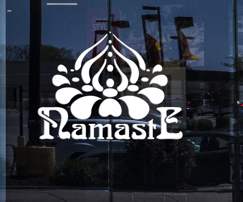 Window Sign Vinyl Wall Decal Namaste Hinduism Yoga Hindu India Stickers Mural Unique Gift (ig4680w)