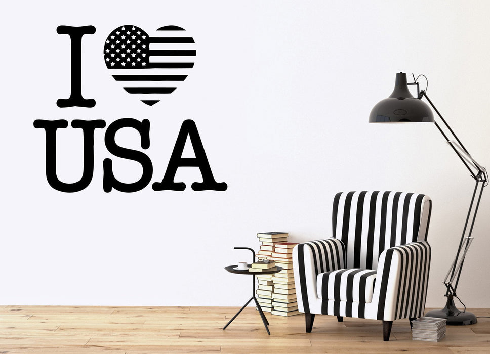 USA Wall Stickers Decal I Love United States Patriot Flag Decor for Room Unique Gift (ig474)
