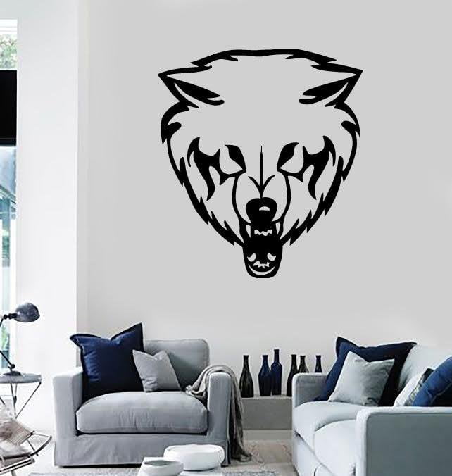 Wall Stickers Vinyl Decal Tribal Wolf Head Animal Hunting Unique Gift (ig504)