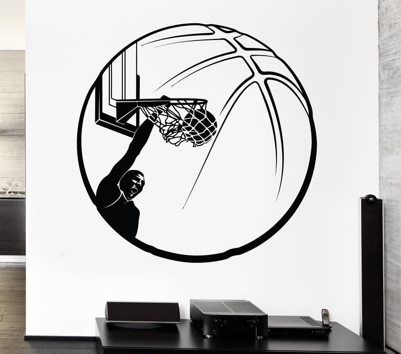 Vinyl Decal Basketball Wall Sticker Sport Decor Ball Slam Dunk Boys Room Decor Unique Gift (ig635)