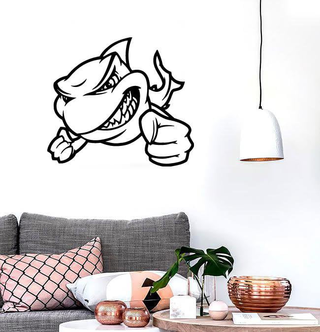 Wall Stickers Vinyl Decal Wicked Shark Fight Marine for Bathroom Decor Unique Gift (ig778)