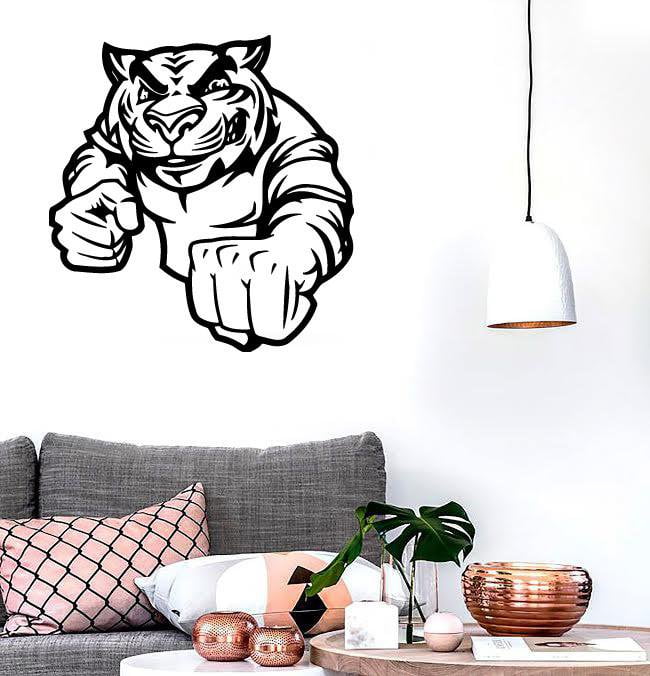 Autocollants muraux en vinyle Motif tigre combattant Animal prédateur Cool Room Decor (ig782)