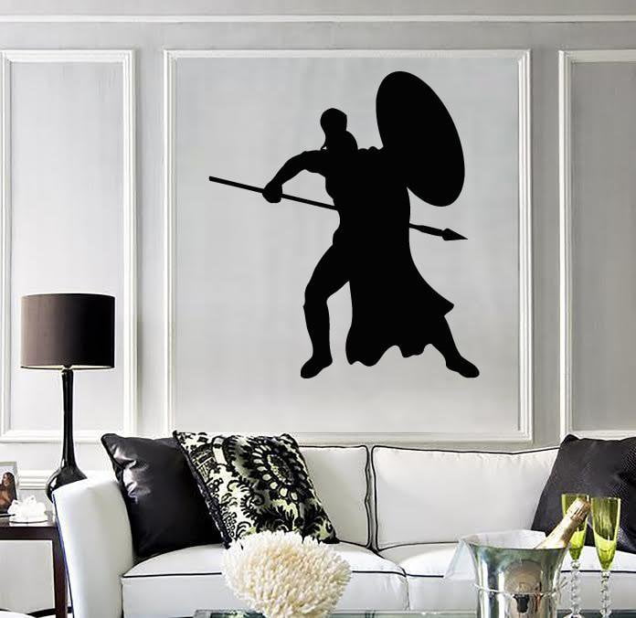 Wall Stickers Vinyl Decal Spartan Warrior with Spear War Military Kids (ig816)
