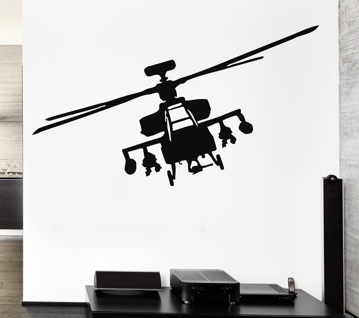 Vinyl Decal Wall Sticker Helicopter Apache Fighter Marine Aviation Arm ...