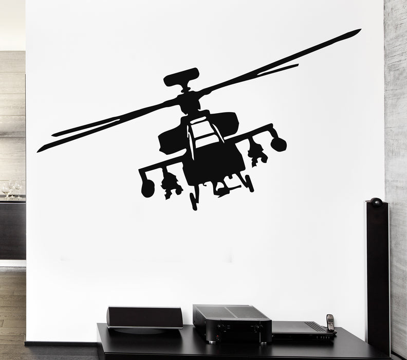 Vinyl Decal Wall Sticker Helicopter Apache Fighter Marine Aviation Army Navy Military Decor Unique Gift (ig818)