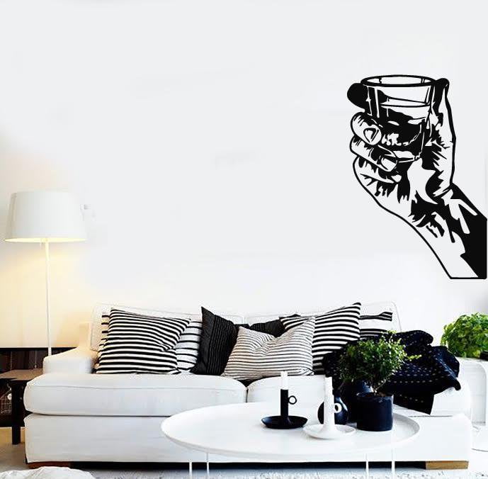 Wall Stickers Whiskey Drinking Glass Hand Party Kitchen Vinyl Decal Unique Gift (ig879)