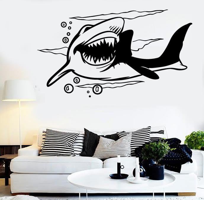 Wall Stickers Vinyl Decal Shark Predator Animal Ocean Sea Marine Decor Unique Gift (ig893)