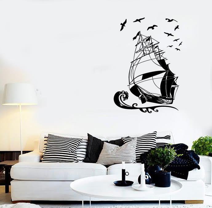 Wall Stickers Vinyl Decal Ship Yacht Marine Ocean Pirate Kids Room Unique Gift (ig960)