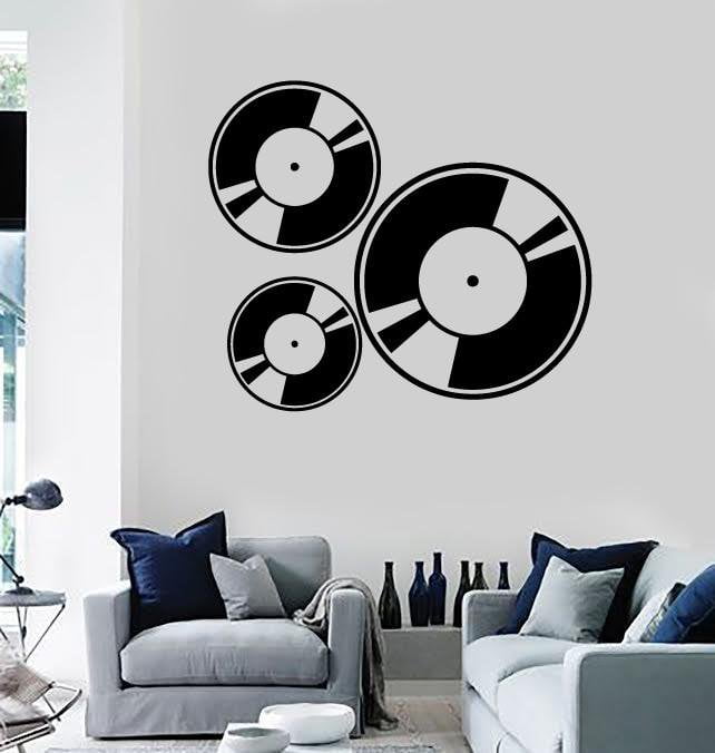 Wall Stickers Vinyl Decal Vinyl Gramophone Records Music Cool Design (ig989)