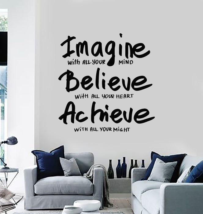 Виниловые наклейки на стену Imagine Mind Achieve Might Вдохновляющие фразы Наклейки Mural (g4084)