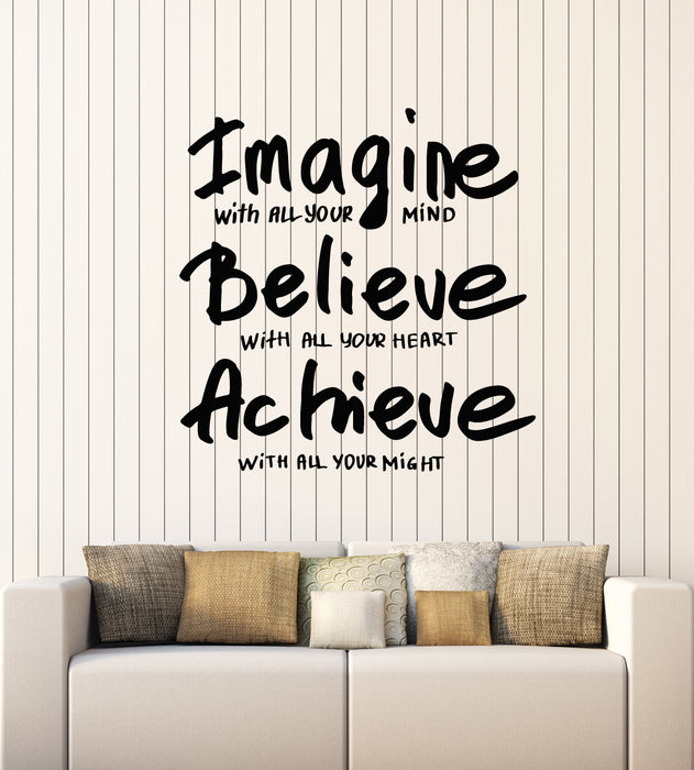 Виниловые наклейки на стену Imagine Mind Achieve Might Вдохновляющие фразы Наклейки Mural (g4084)