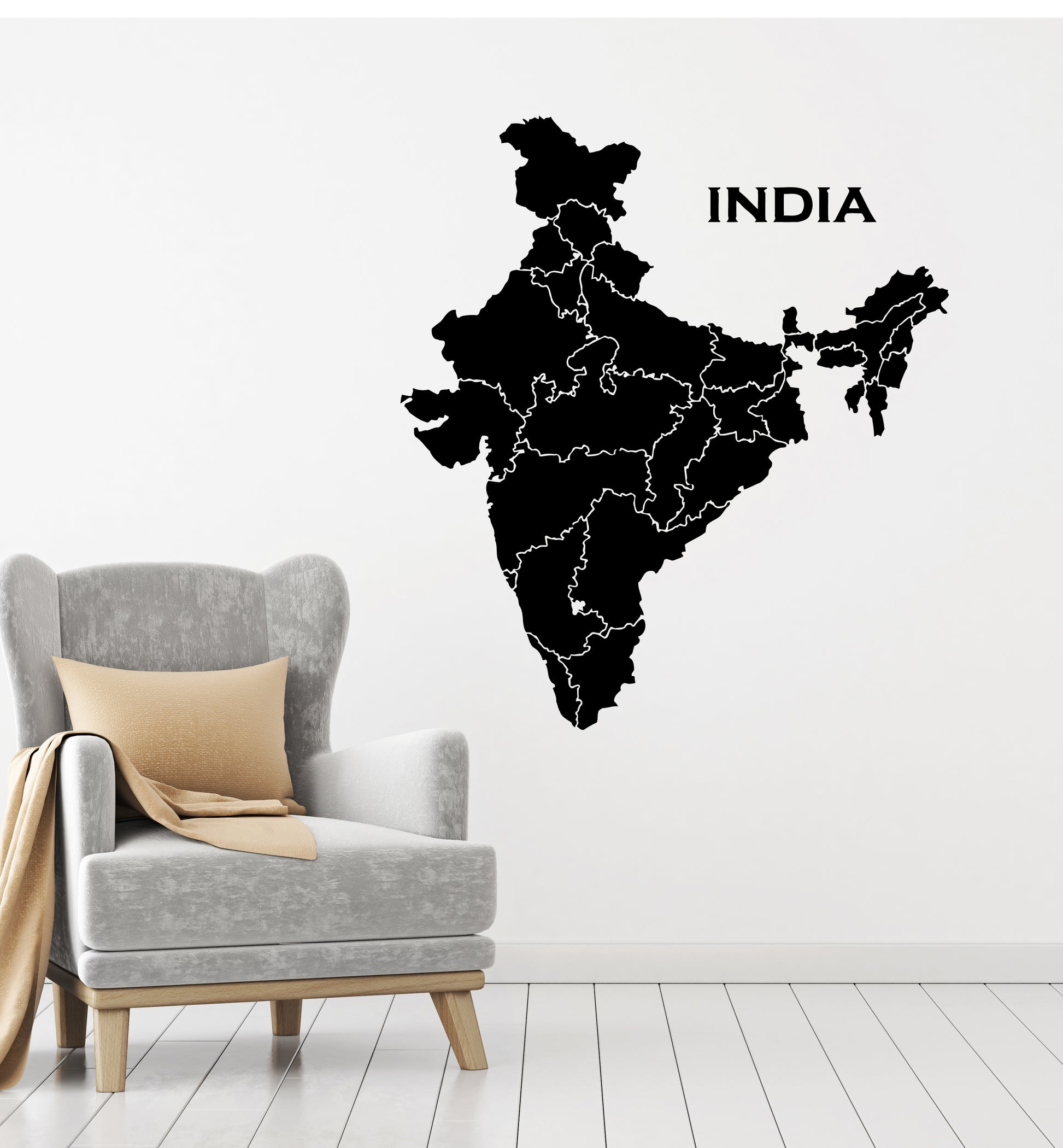 Vinyl Wall Decal Travel India Map Country Hinduism Tourist Geography S ...