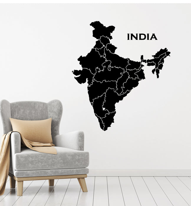 Vinyl Wall Decal Travel India Map Country Hinduism Tourist Geography Stickers Mural (g250)