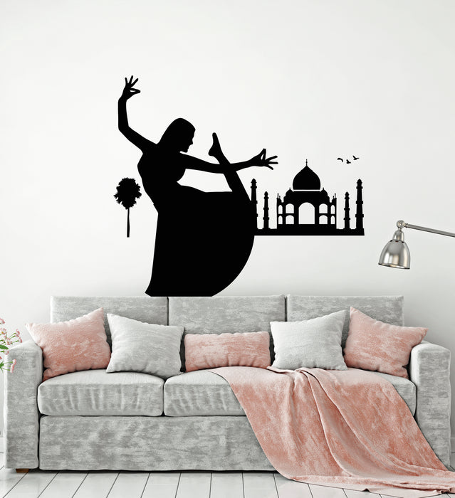Vinyl Wall Decal Taj Mahal Dancing Girl Dance Nature Arabic Decor Stickers Mural (g277)