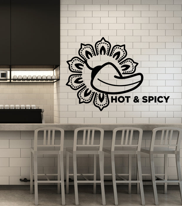Vinyl Wall Decal Hot Spicy Inscription Pepper Indian Cuisine Stickers Mural (g1409)