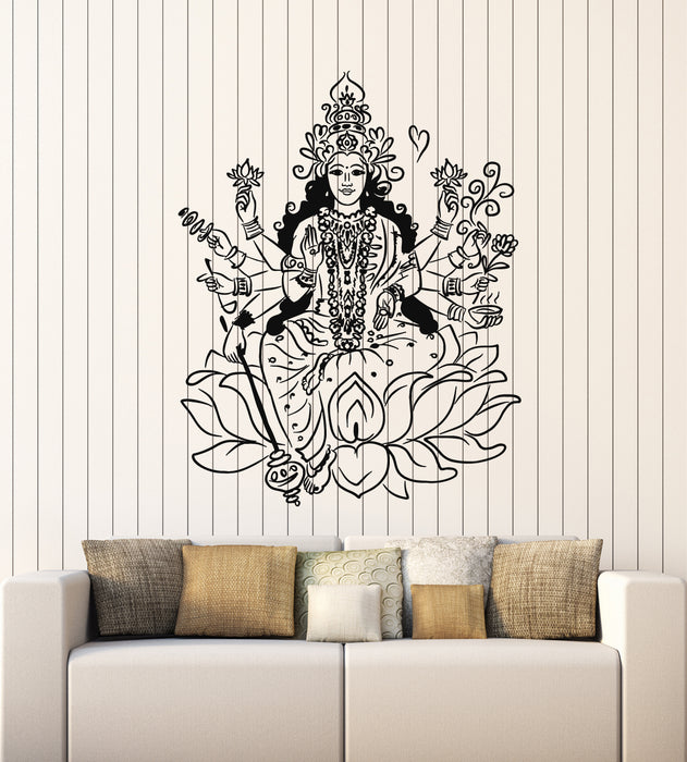 Vinyl Wall Decal Indian Goddess Hinduism Lotus Om Meditation Stickers Mural (g2314)