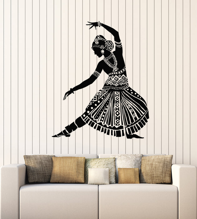 Vinyl Wall Decal Indian Dance Hindu Beautiful Woman Dancer Stickers Mural (g3944)