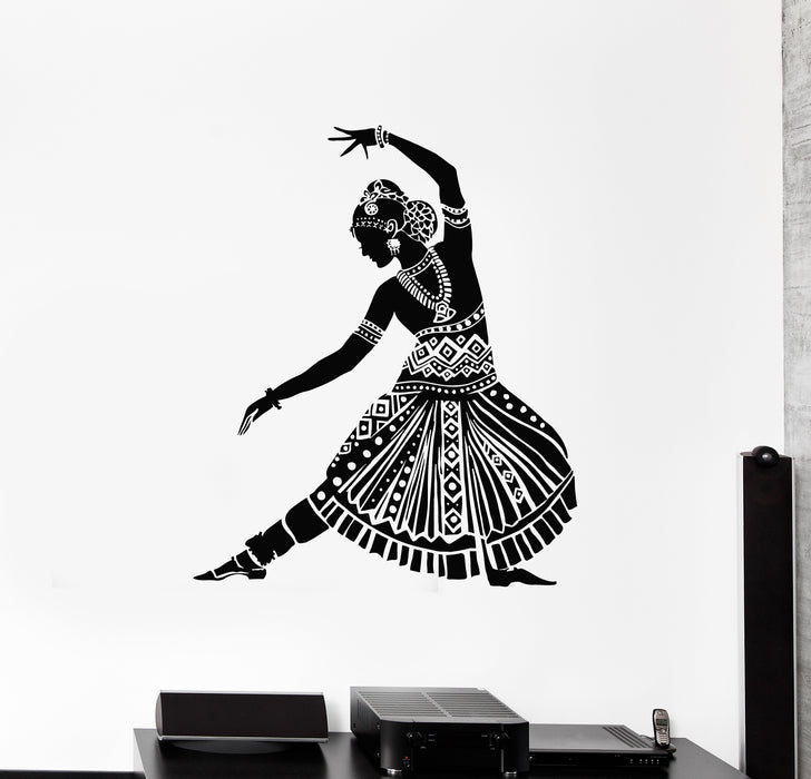 Vinyl Wall Decal Indian Dance Hindu Beautiful Woman Dancer Stickers Mural (g3944)