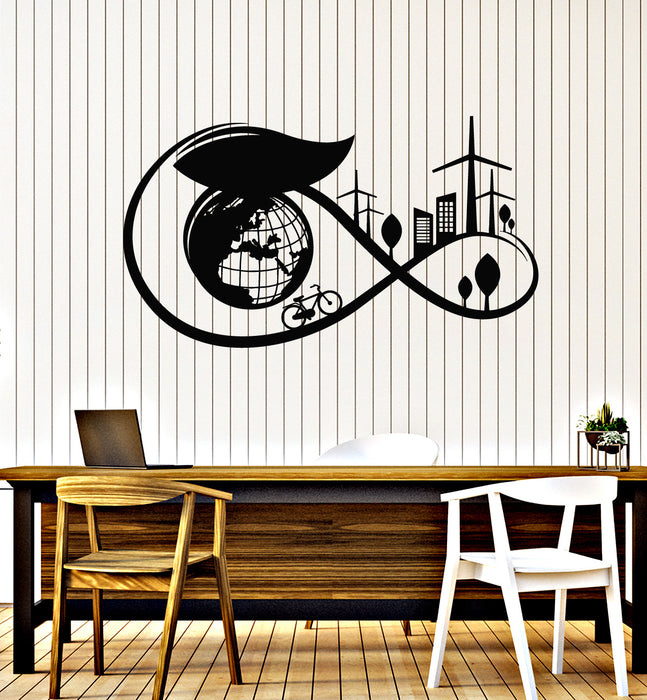 Vinyl Wall Decal Globe City Infinity Nature Bicycle Earth Ecology Stickers Mural (g7156)