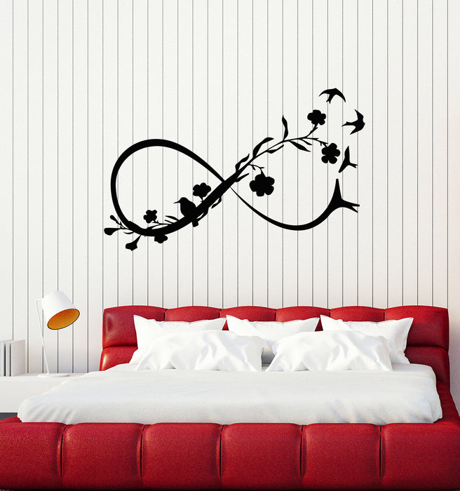 Vinyl Wall Decal Infinity Symbol Woman Girl Room Flowers Birds Stickers Mural (g3357)