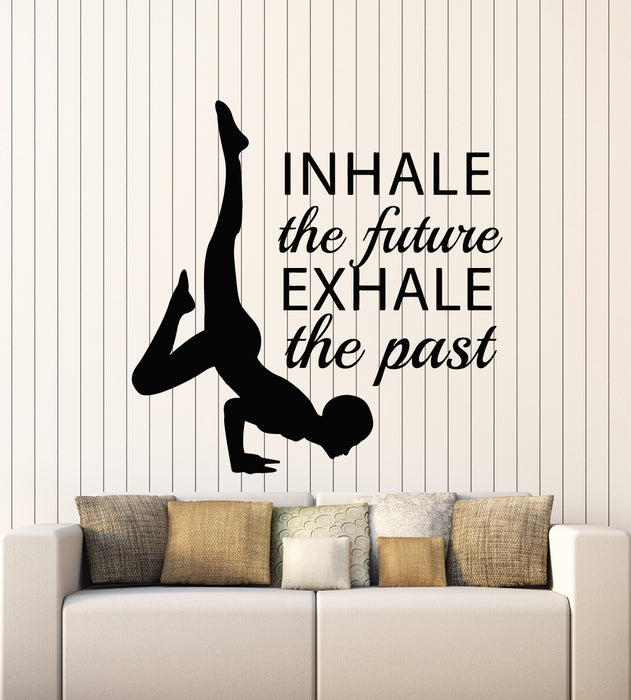 Vinyl Wall Decal Lettering Inhale Exhale Yoga Pose Buddhism Stickers Mural (g2619)