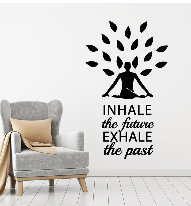 Vinyl Wall Decal Yoga Studio Meditation Relaxation Inhale Exhale Stickers Mural (g2668)