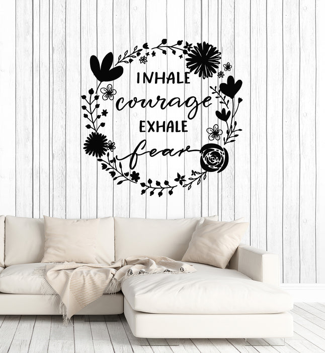 Vinyl Wall Decal Meditation Yoga Inhale Exhale Flower Interior Stickers Mural (g4896)