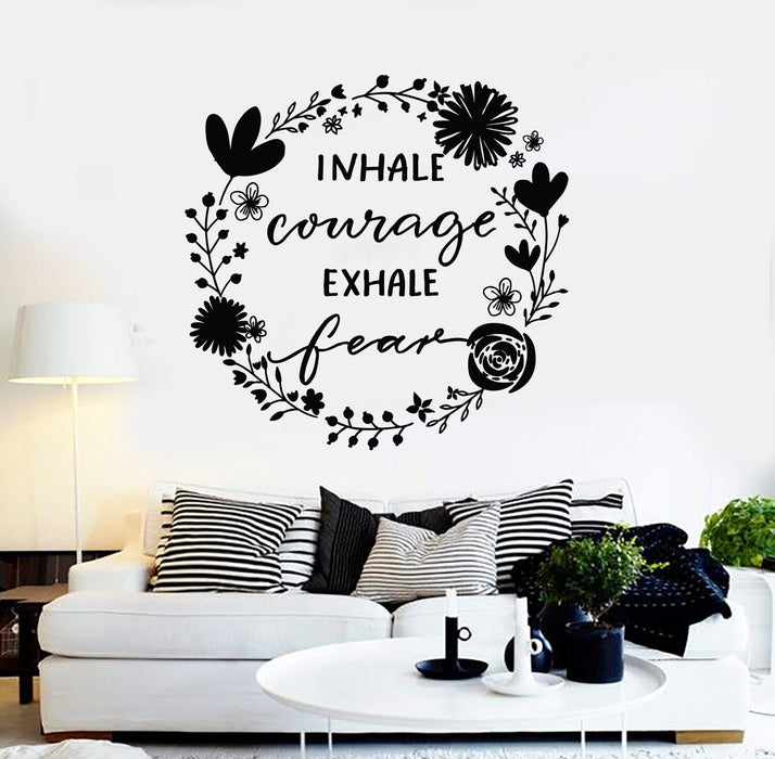 Vinyl Wall Decal Meditation Yoga Inhale Exhale Flower Interior Stickers Mural (g4896)