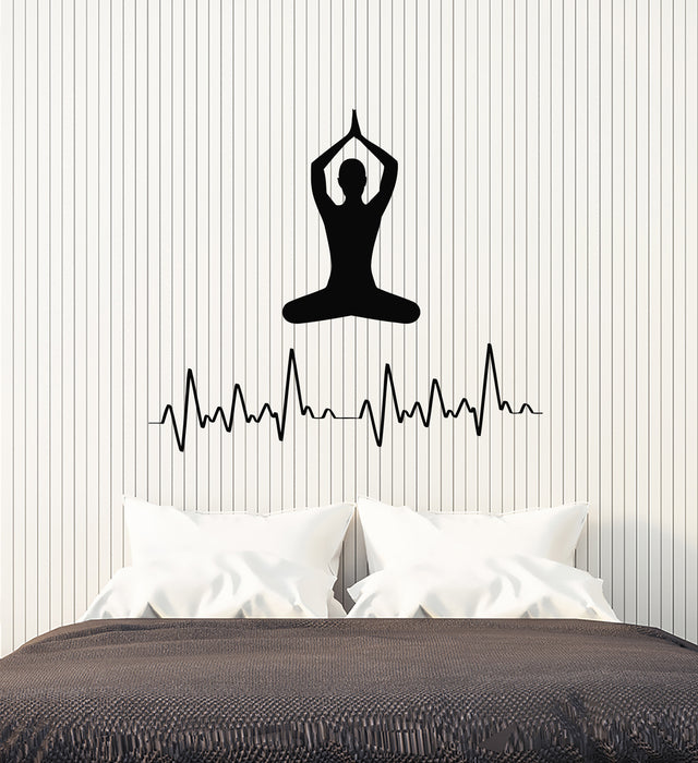 Vinyl Wall Decal Cardiogram Inhale Exhale Meditation Yoga Studio Stickers Mural (g6854)
