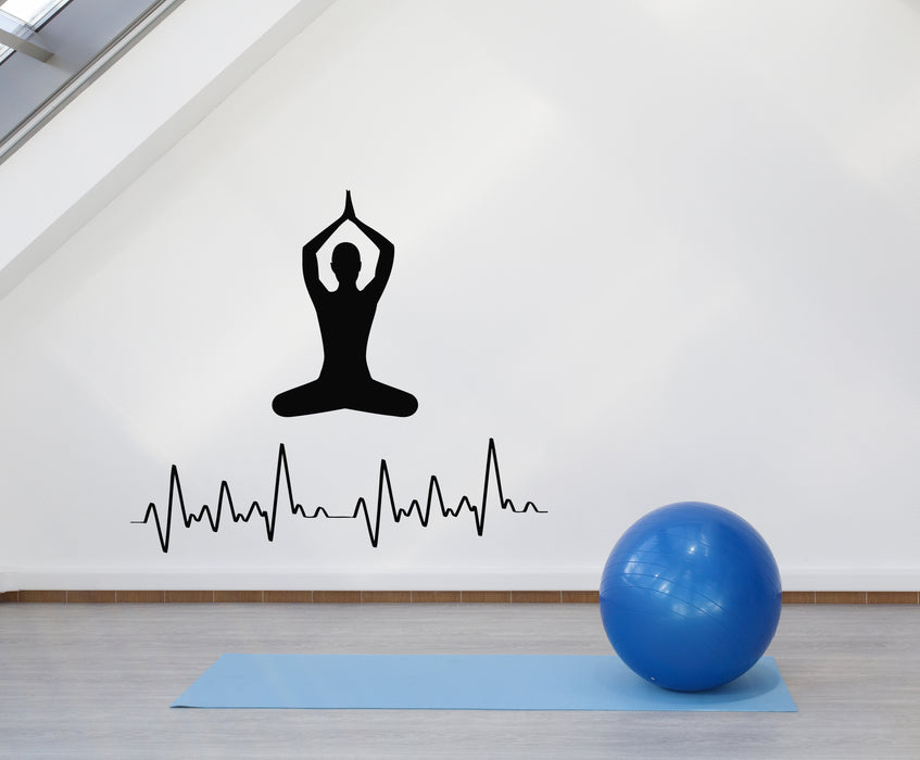 Vinyl Wall Decal Cardiogram Inhale Exhale Meditation Yoga Studio Stickers Mural (g6854)