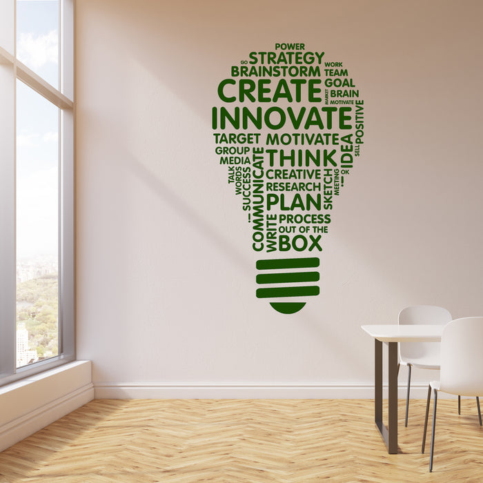 Office Quote Wall Decal Light Bulb Inspire Words Business Office Art Decor Stickers Mural Unique Gift (ig5071)