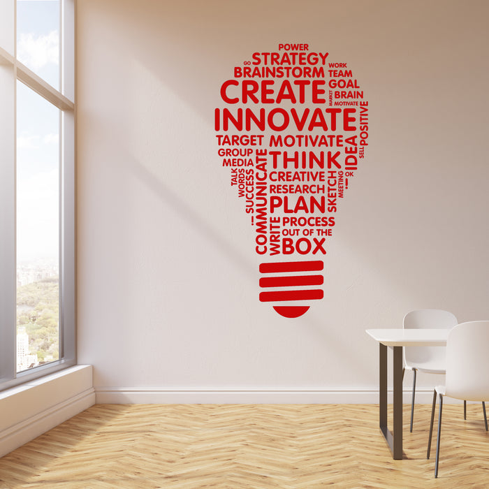 Office Quote Wall Decal Light Bulb Inspire Words Business Office Art Decor Stickers Mural Unique Gift (ig5071)