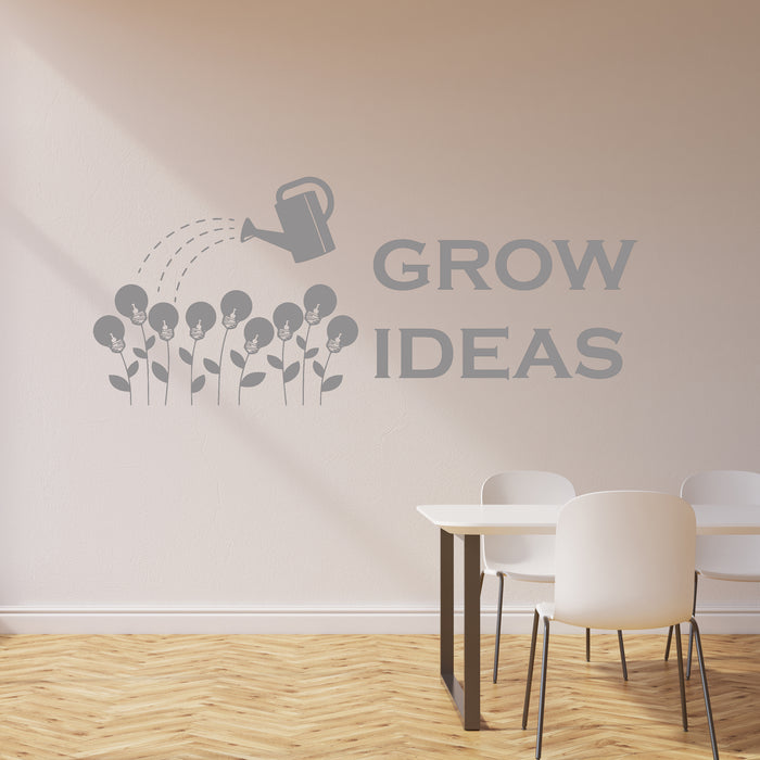 Grow Ideas Vinyl Wall Decal Office Inspirational Letters School Business Room Classroom Lightbulbs Inspire Quote Words Stickers Mural (ig6471)