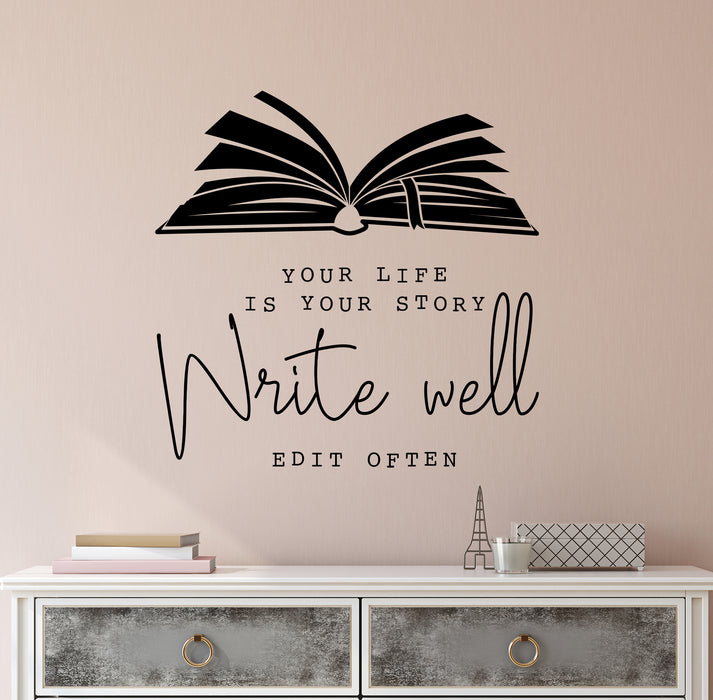 Vinyl Wall Decal Life Inspire Inspirational Quote Words Book Stickers Mural (ig6343)