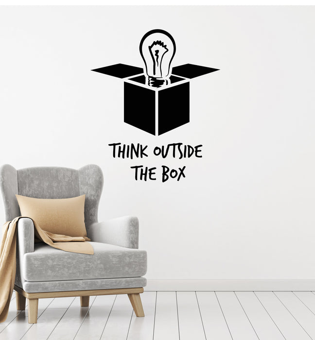 Vinyl Wall Decal Inspiration Idea Office Think Outside The Box Study Work Stickers Mural (ig5351)